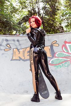 Latex Leggings Skateboard Latex Girl